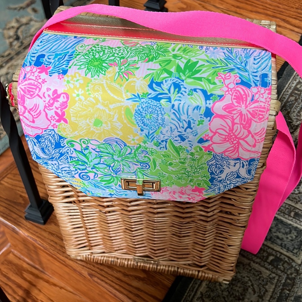 Lilly Pulitzer Wicker Wine Tote